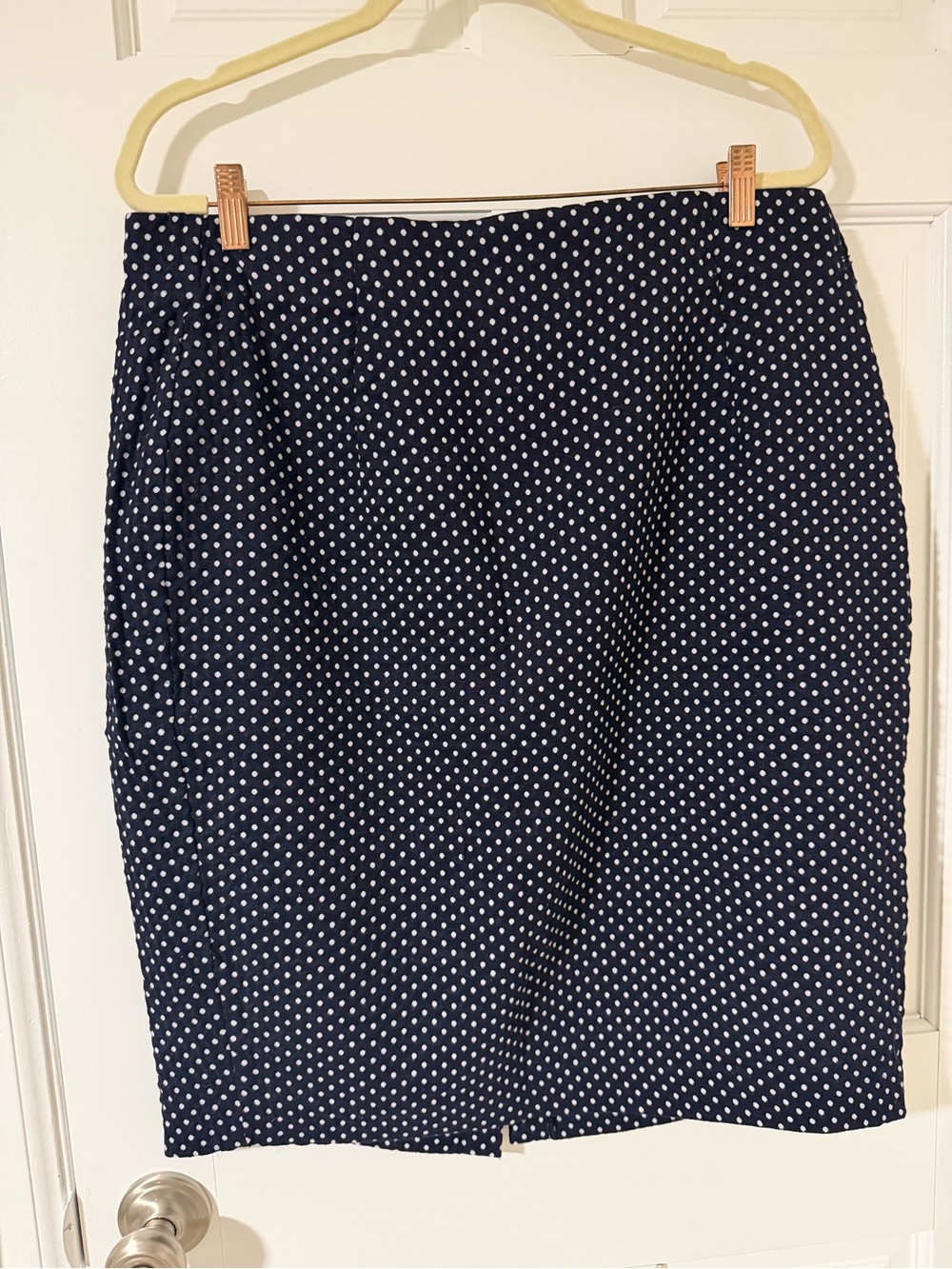 Lane Bryant Navy and White Polka Dot Midi Skirt